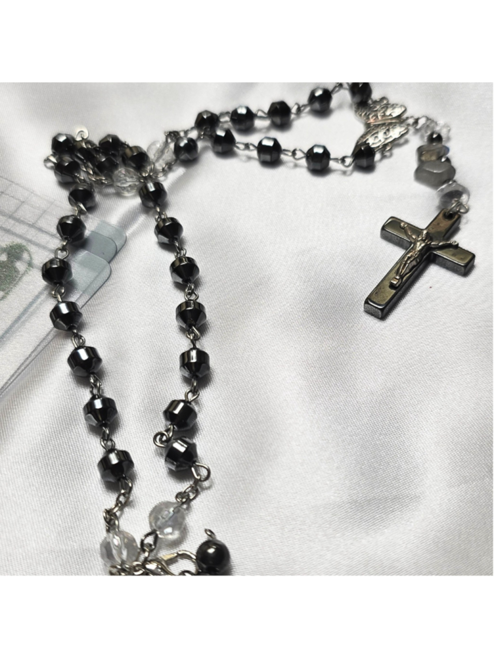 Hematite Cross Butterfly Crystal Necklace Smokey Quartz Clear Quartz Beaded